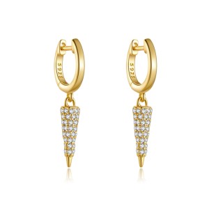 925 Sterling Silver Pave Cone Drop Earrings 60300232