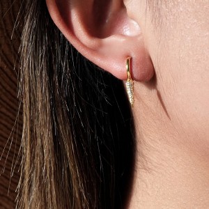 925 Sterling Silver Pave Cone Drop Earrings 60300232