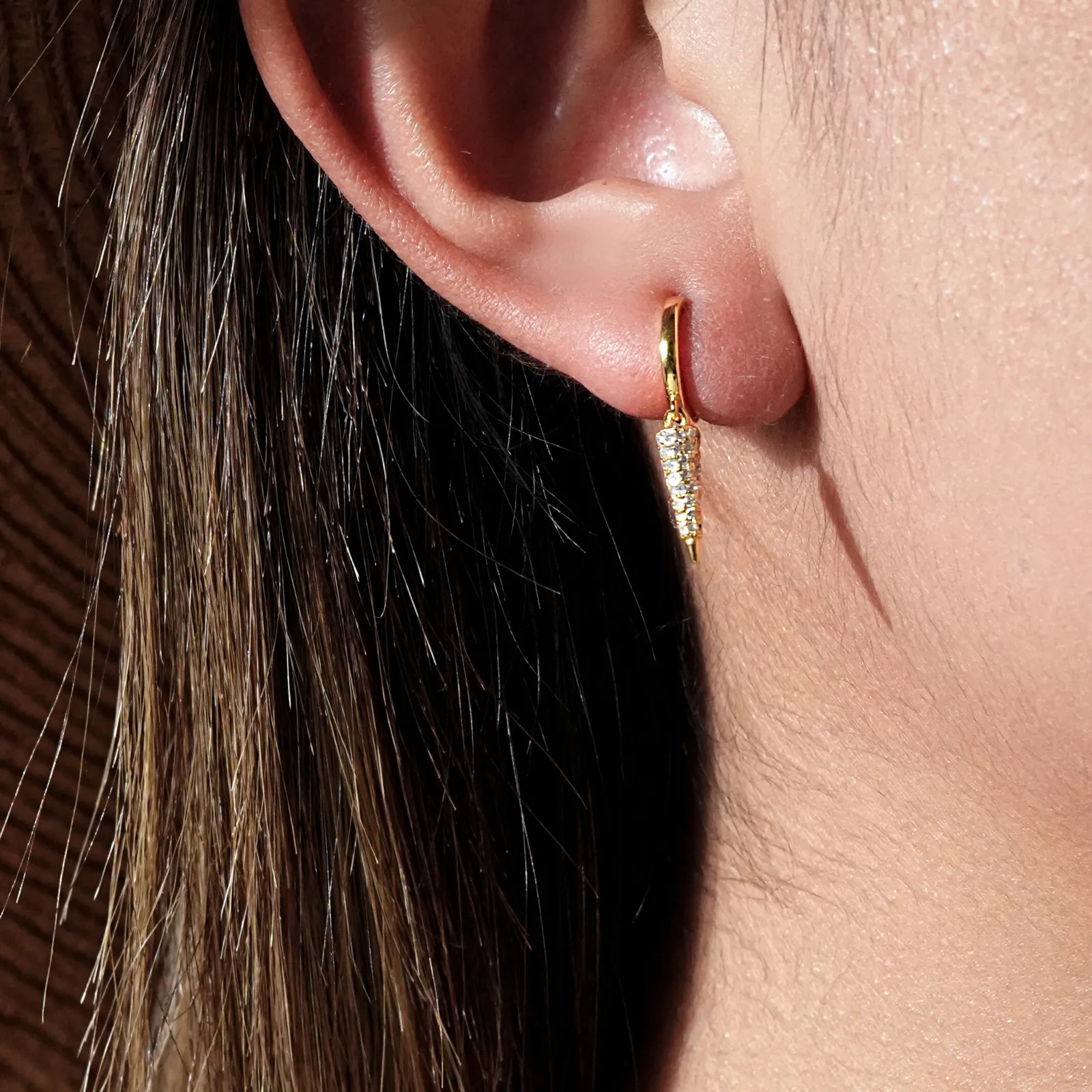 925 Sterling Silver Pave Cone Drop Earrings 60300232 - image1