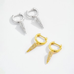 925 Sterling Silver Pave Cone Drop Earrings 60300232