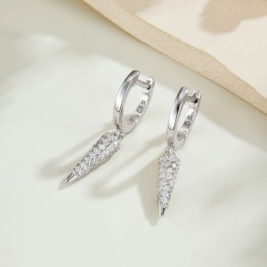 925 Sterling Silver Pave Cone Drop Earrings 60300232