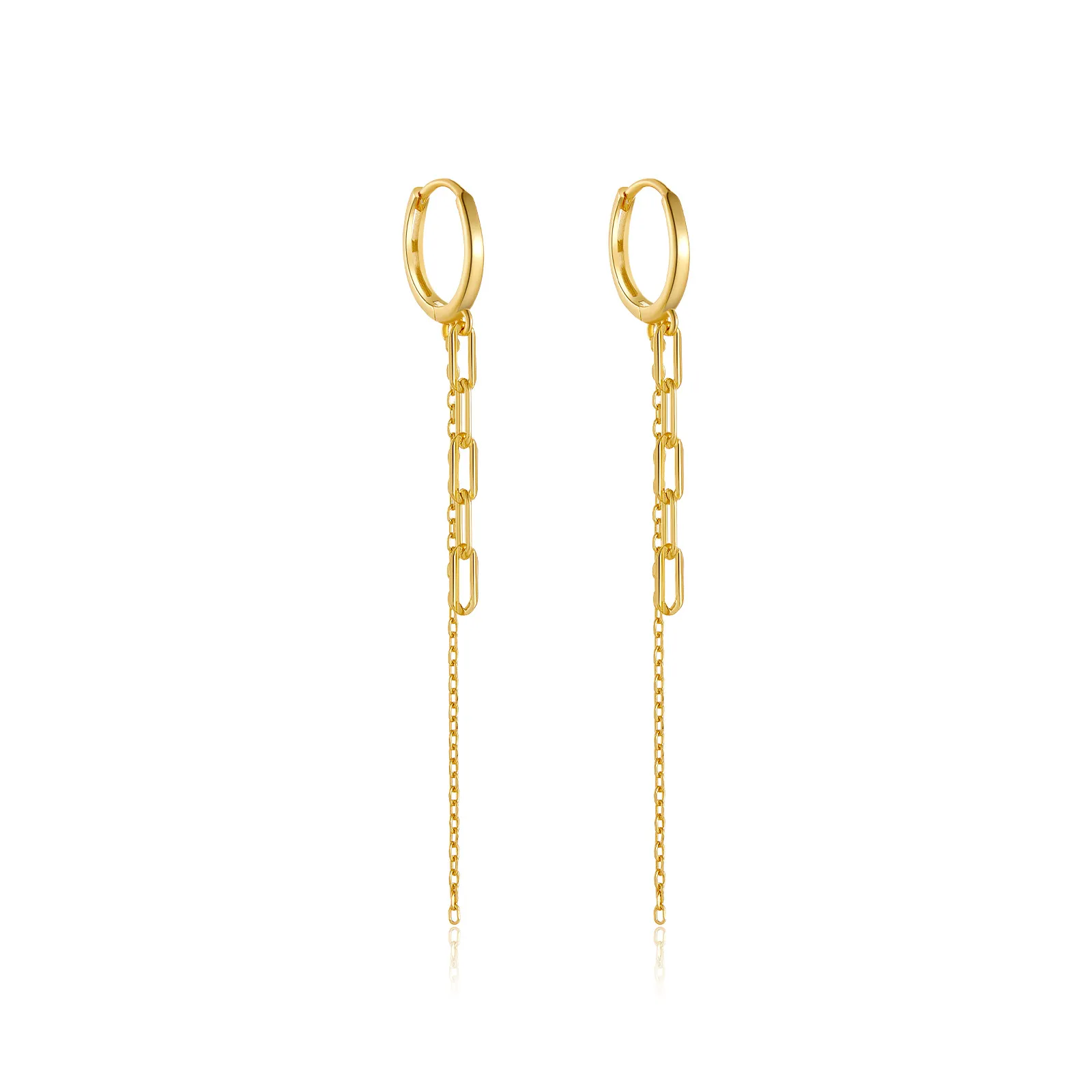 925 Sterling Silver Mixed-Chain Tassel Earrings 60300233