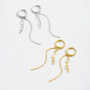 925 Sterling Silver Mixed-Chain Tassel Earrings 60300233