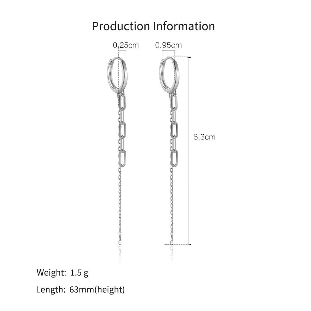 925 Sterling Silver Mixed-Chain Tassel Earrings 60300233 - image2