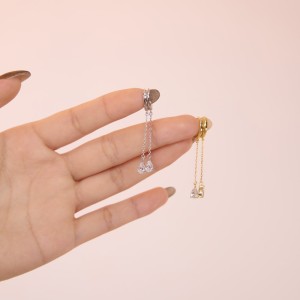 925 Sterling Silver Teardrop Chain Drop Huggie Hoops 60300235