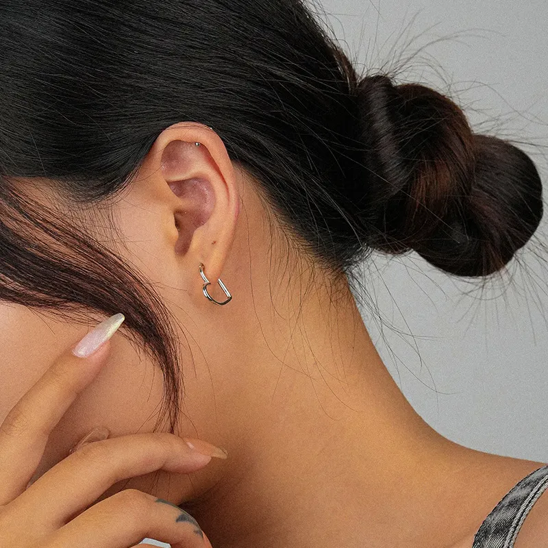 Love Heart Frensh Lock Hoop Earring 60400004 - image1
