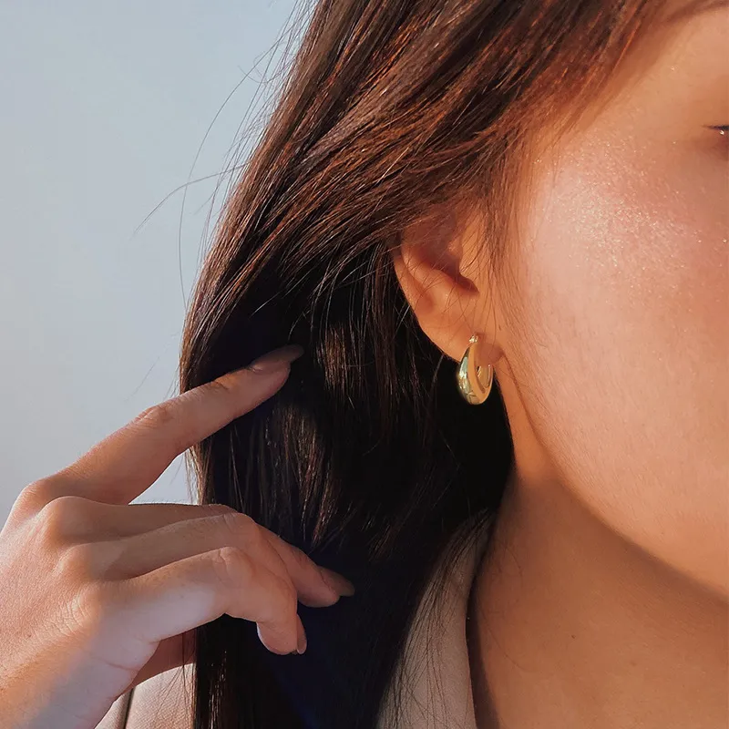 Geometric Round Frensh Lock Hoop Earring 60400005 - image1