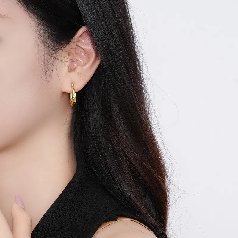 Vintage Dull Polish French Lock Hoop Earring 60400009 - image1