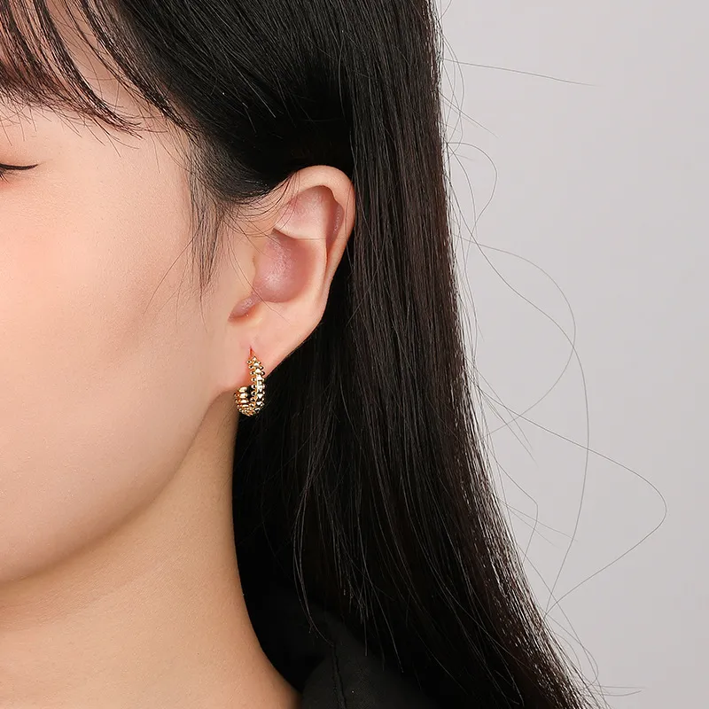 Vintage Dull Polish French Lock Hoop Earring 60400009 - image1