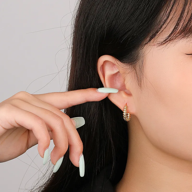 Vintage Dull Polish French Lock Hoop Earring 60400009 - image2