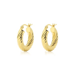 Vintage Screw Pattern French Lock Hoop Earring 60400013