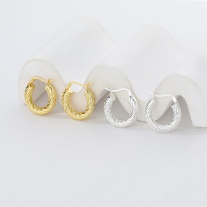 Vintage Screw Pattern French Lock Hoop Earring 60400013