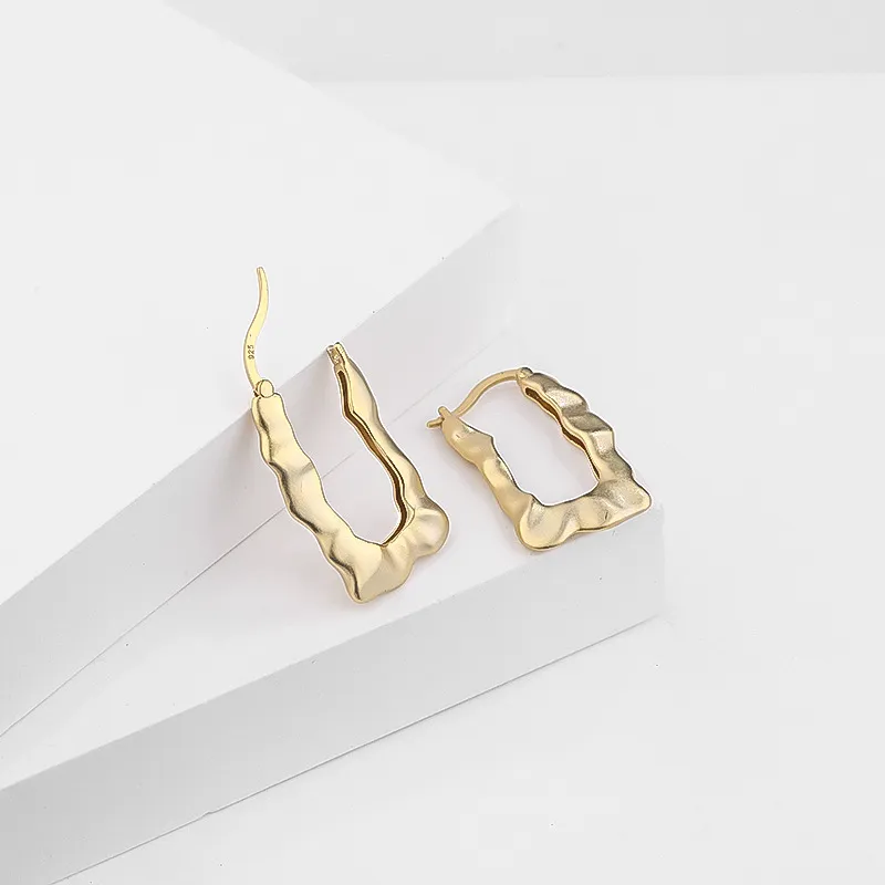 Vintage Ripple Pattern French Lock Hoop Earring 60400016 - image2