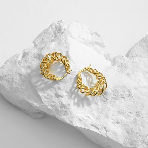 Vintage Hollow Spiral French Lock Hoop Earring 60400017