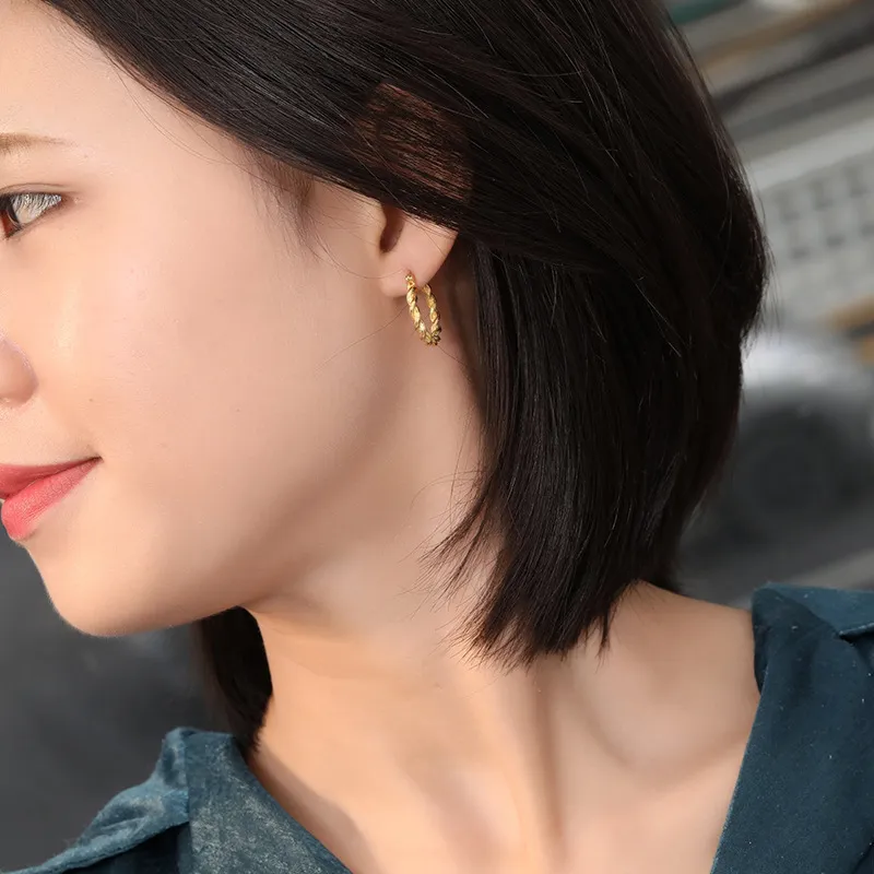 Elegant Twisted French Lock Hoop Earring 60400020 - image1