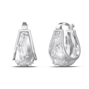 S925 Brushed Zirconia Star French Lock Earring 60400021