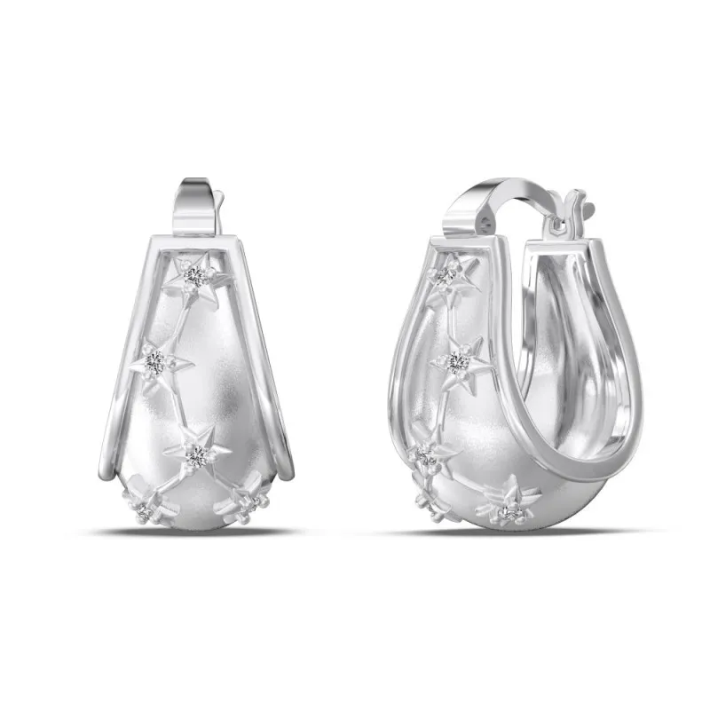S925 Brushed Zirconia Star French Lock Earring 60400021