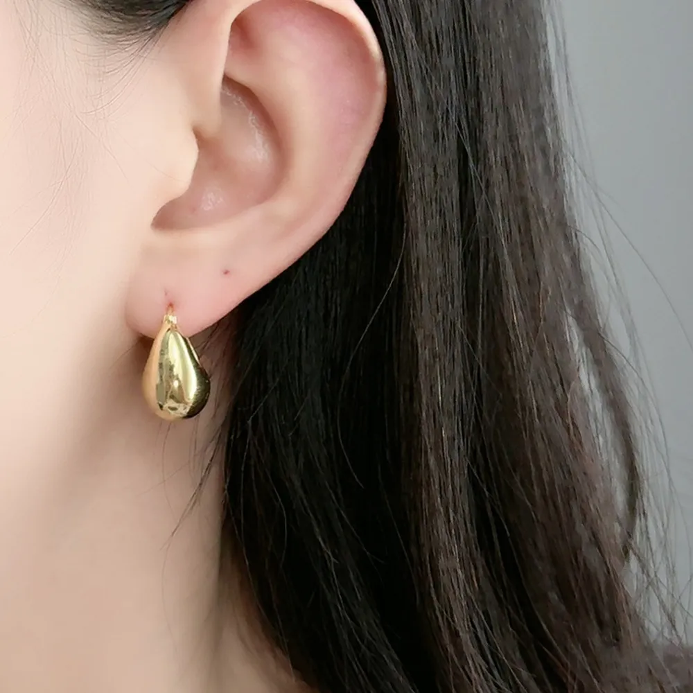 925 Sterling Silver Waterdrop French Lock Hoop Earring 60400022 - image1
