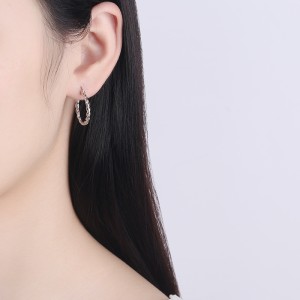 925 Sterling Silver Vintage Twisted Cable Hoop Earrings 60400025