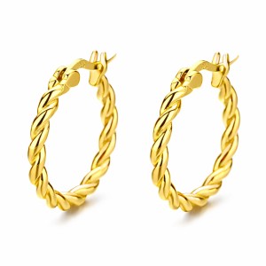 925 Sterling Silver Vintage Twisted Cable Hoop Earrings 60400025