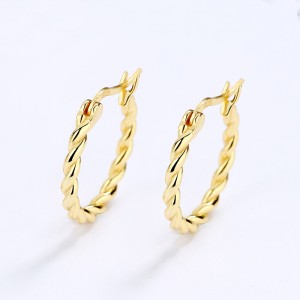 925 Sterling Silver Vintage Twisted Cable Hoop Earrings 60400025