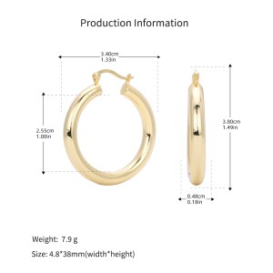 925 Sterling Silver Hiphop Punk Thick Tube Hoop Earrings 60400026