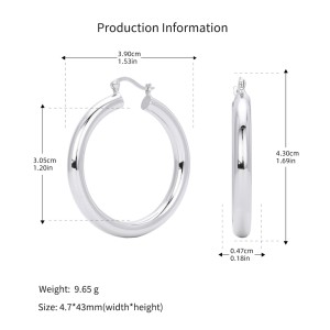 925 Sterling Silver Hiphop Punk Thick Tube Hoop Earrings 60400026