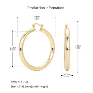 925 Sterling Silver Hiphop Punk Thick Tube Hoop Earrings 60400026