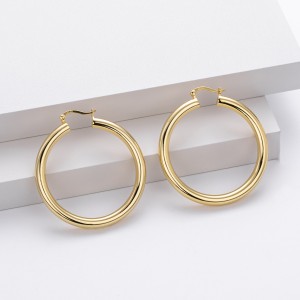 925 Sterling Silver Hiphop Punk Thick Tube Hoop Earrings 60400026