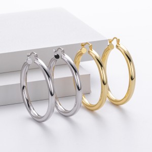 925 Sterling Silver Hiphop Punk Thick Tube Hoop Earrings 60400026