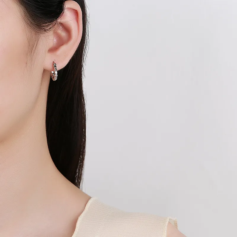 925 Sterling Silver Broken Silver Faceted Hoop Earrings 60400027 - image1