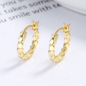 925 Sterling Silver Broken Silver Faceted Hoop Earrings 60400027