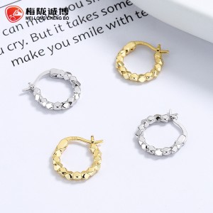 925 Sterling Silver Broken Silver Faceted Hoop Earrings 60400027