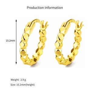 925 Sterling Silver Broken Silver Faceted Hoop Earrings 60400027