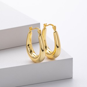 925 Sterling Silver Elongated Oval Huggie Hoop Earrings 60400028