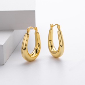 925 Sterling Silver Elongated Oval Huggie Hoop Earrings 60400028