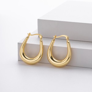 925 Sterling Silver Elongated Oval Huggie Hoop Earrings 60400028