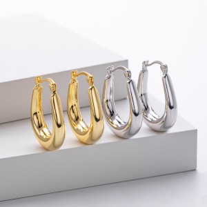 925 Sterling Silver Elongated Oval Huggie Hoop Earrings 60400028