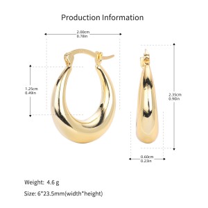 925 Sterling Silver Smooth Oval Creole Hoop Earrings 60400029