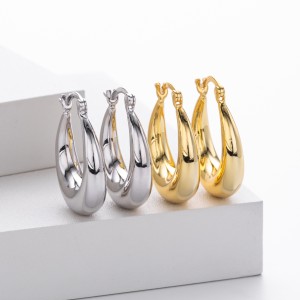 925 Sterling Silver Smooth Oval Creole Hoop Earrings 60400029