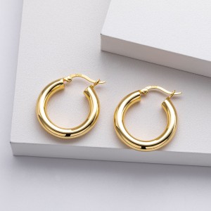925 Sterling Silver Thick Round Tube Hoop Earrings 60400030