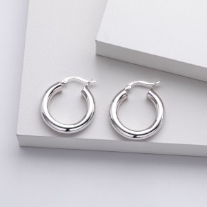 925 Sterling Silver Thick Round Tube Hoop Earrings 60400030