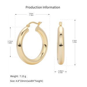 925 Sterling Silver Thick Round Tube Hoop Earrings 60400030