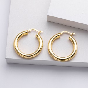 925 Sterling Silver Thick Round Tube Hoop Earrings 60400030