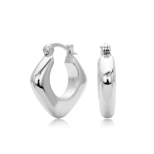 925 Sterling Silver Hollow Geometric Chunky Hoop Earrings 60400031