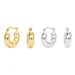 925 Sterling Silver Smooth Chunky Huggie Hoop Earrings 60400032