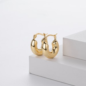 925 Sterling Silver Smooth Chunky Huggie Hoop Earrings 60400032