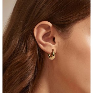 925 Sterling Silver Smooth Chunky Huggie Hoop Earrings 60400032