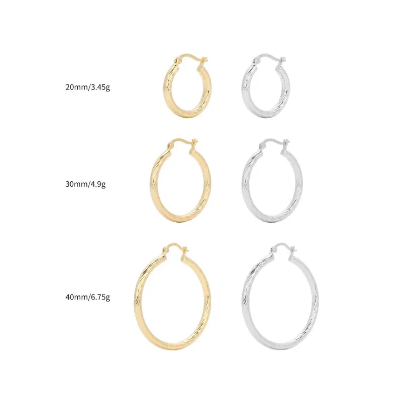 925 Sterling Silver Twisted Rope Hollow Hoop Earrings 60400033 925 Sterling Silver Twisted Rope Hollow Hoop Earrings 60400033