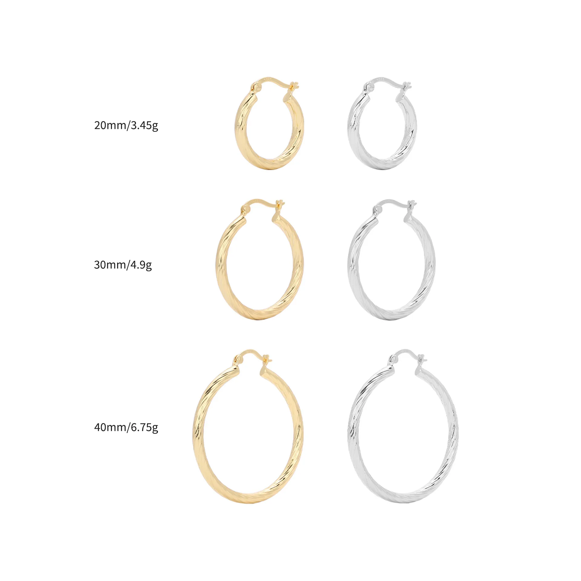 925 Sterling Silver Twisted Rope Hollow Hoop Earrings 60400033